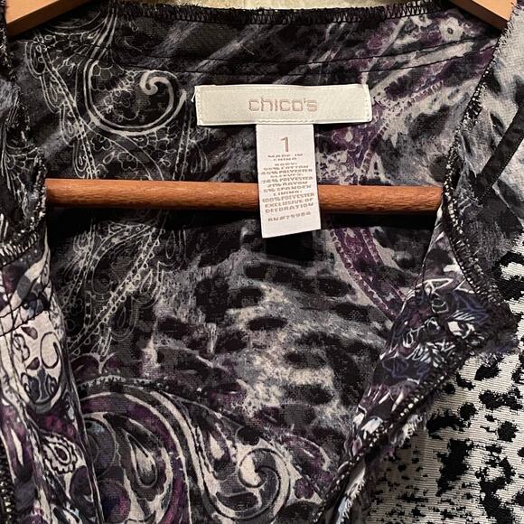 Chico’s M Animal Paisley Jacket | Leopard Stretch Knit Career Fall Capsule NWOT - Picture 6 of 7